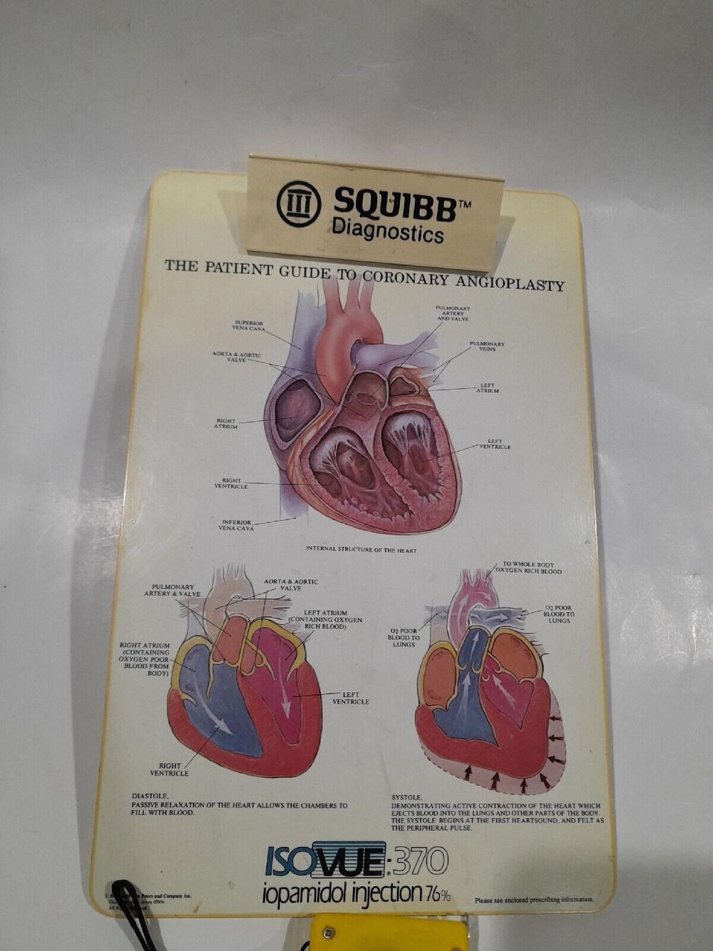 Vintage Medical Heart Clipboard, Pharmaceutical Drug Rep Isovue Medicine